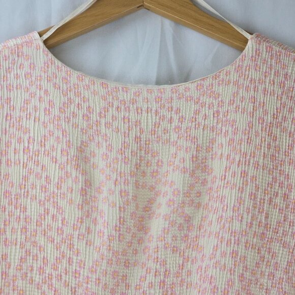 Zara Pink Ditsy Floral Smocked V-Neck Mini Dress Size Large - Picture 8 of 15